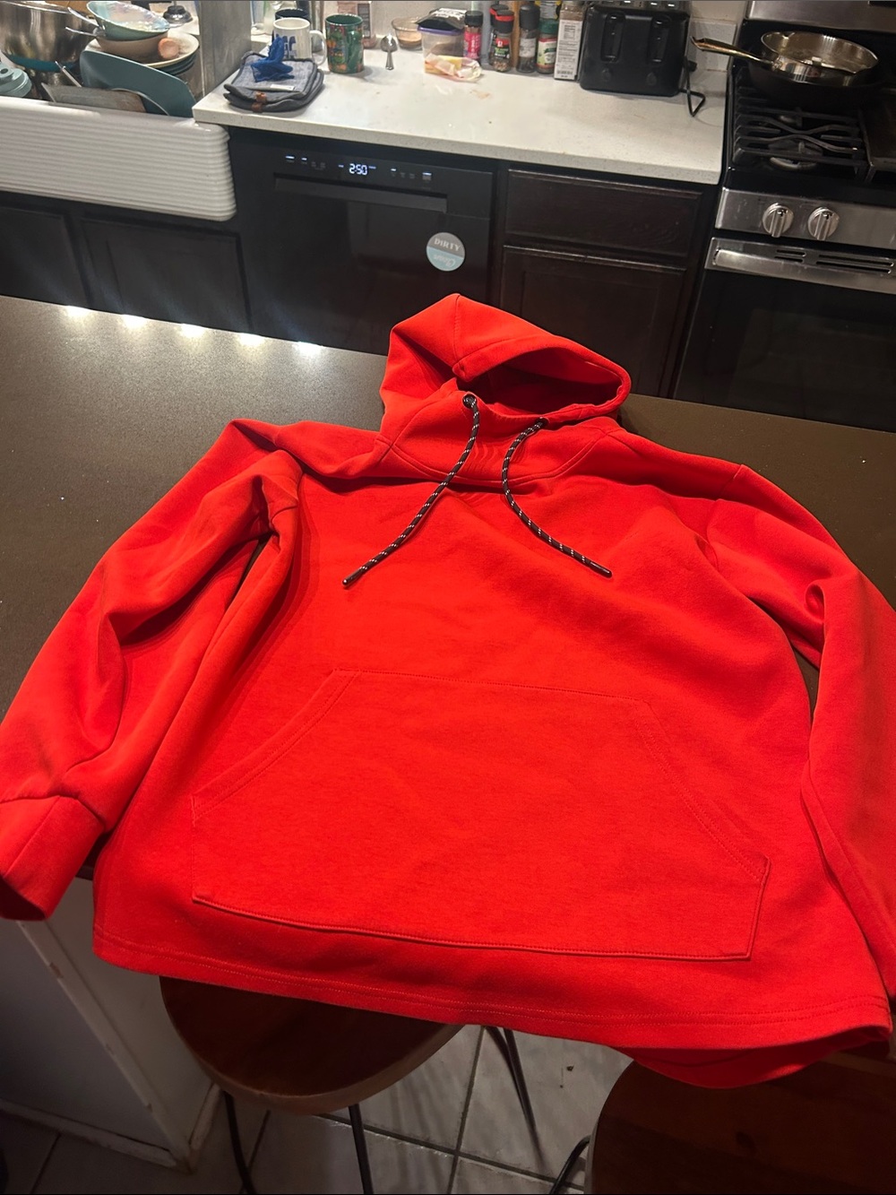 Classic Red Pullover Hoodie with Kangaroo Pocket